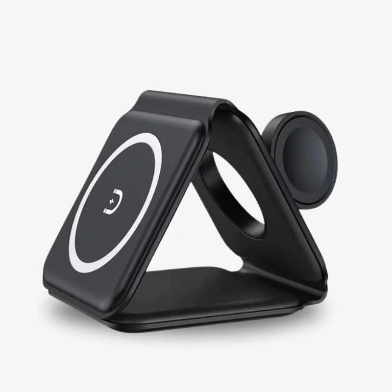 3-in-1 Faltbare Ladestation für Smartphones und Tablets – Kabelmanagement, Kompakt und Tragbar, Schwarz 3