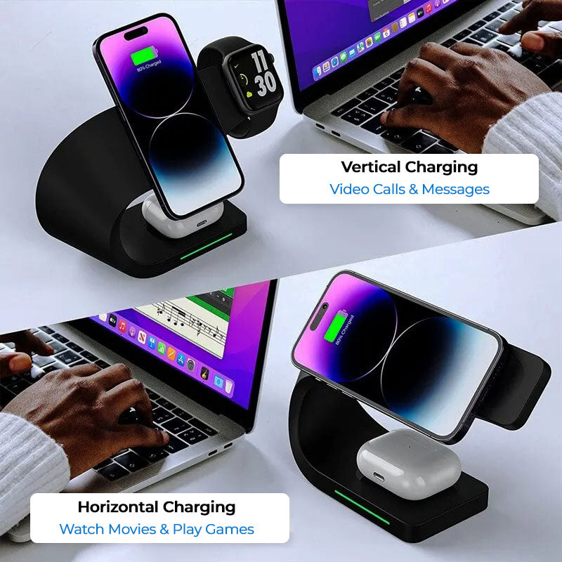 4-in-1-Ladestation für iPhone, Apple Watch und AirPods – Schnelles, sicheres Laden mit MagSafe-Technologie, kompaktes Design 4