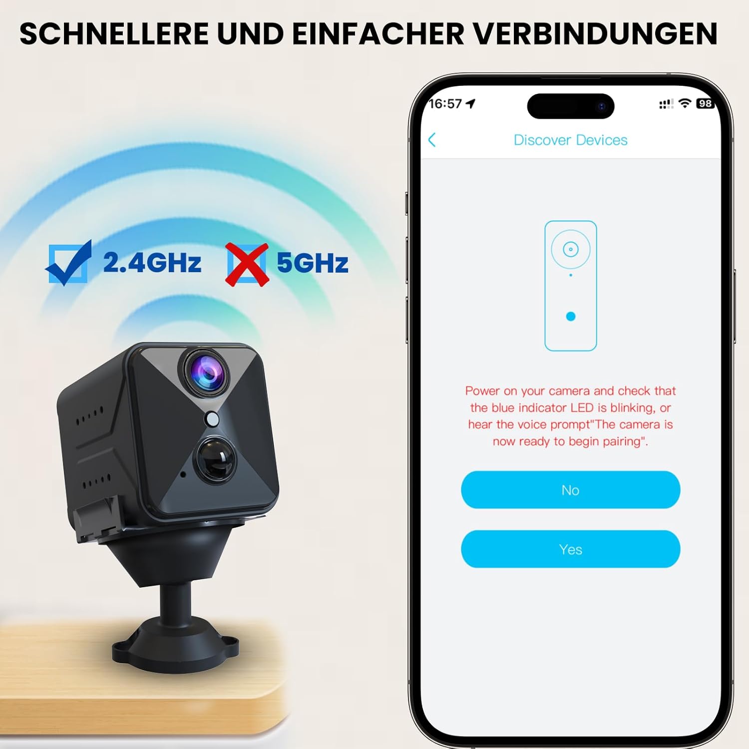 Optivue | Mini Überwachungskamera Kabellos Schwarz