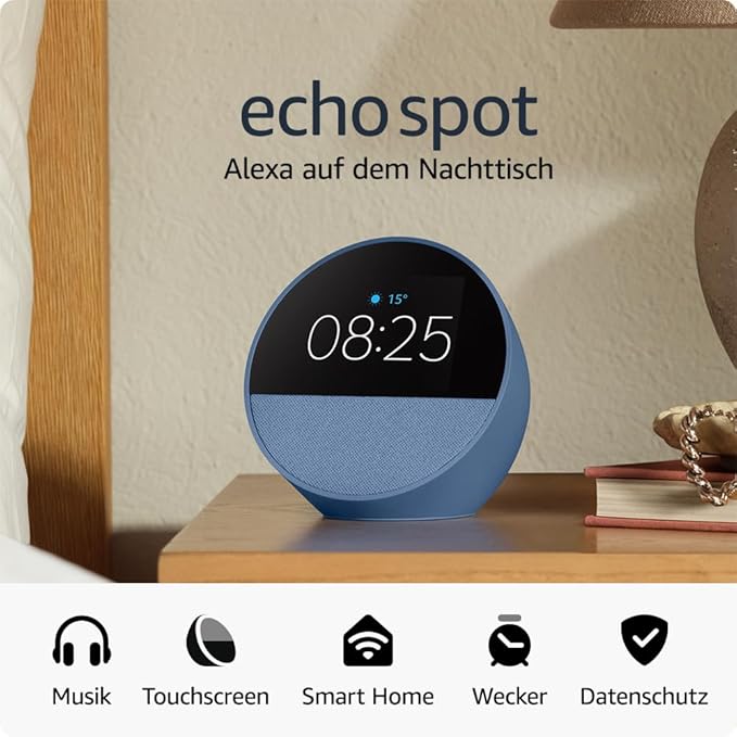 Echo | Spot 2024 Smart-Wecker mit Alexa, Farbe Blau