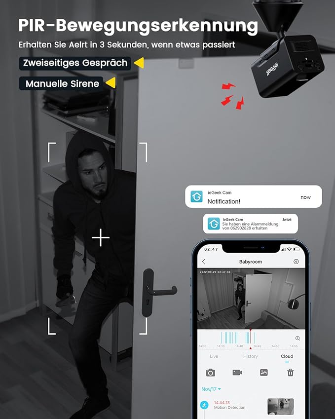 SecureCam | Außenkamera 1080P mit Bewegungsmelder