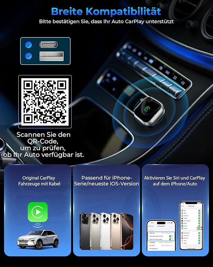CarLink | Drahtloser CarPlay & Android Auto Adapter