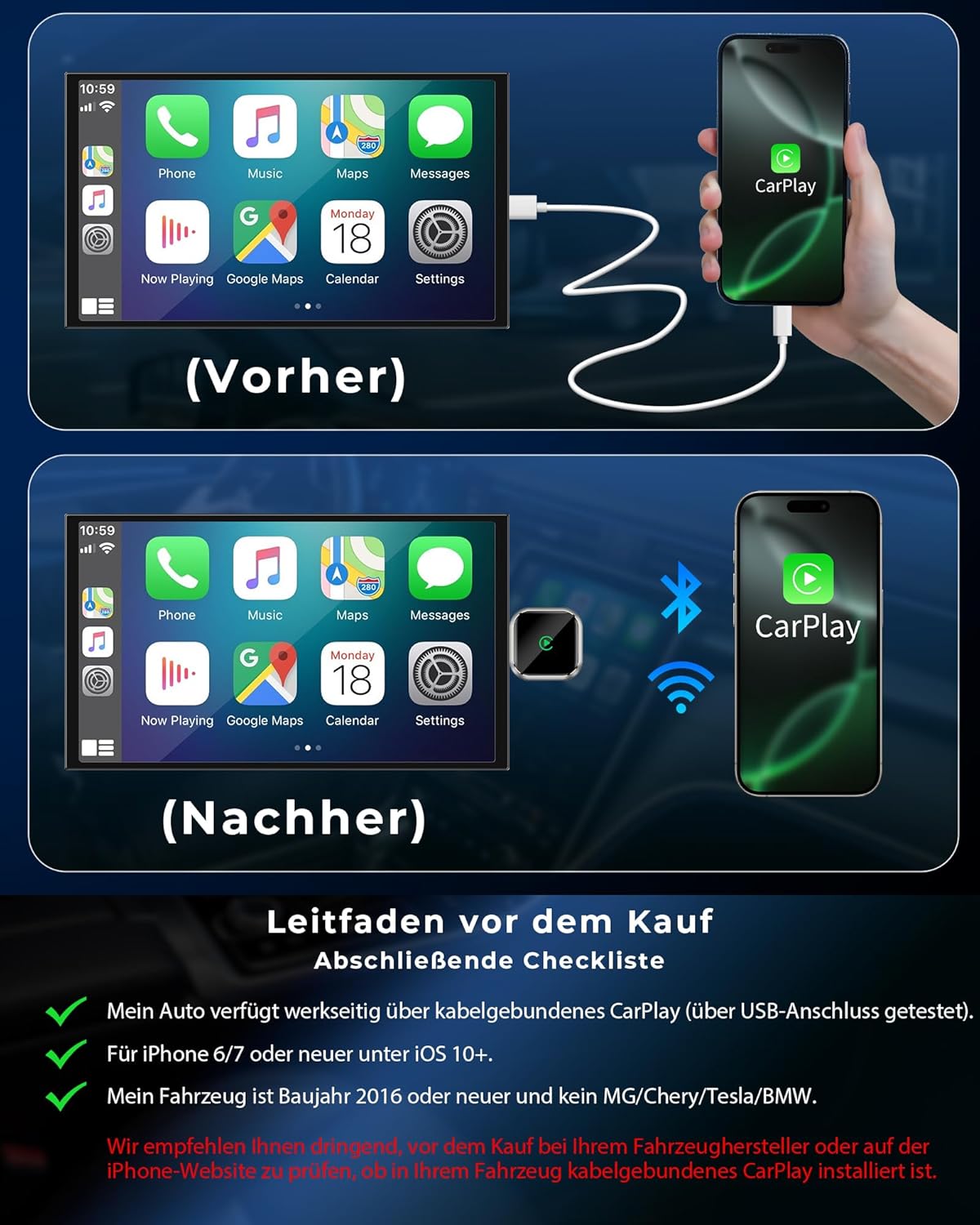 CarLink | Drahtloser CarPlay & Android Auto Adapter