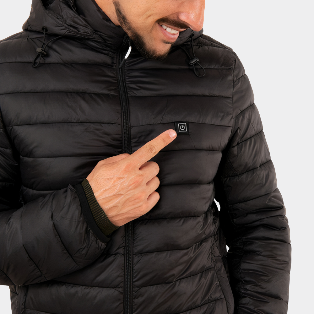 Beheizbare Jacke Herren mit 9 Heizzonen und 3 Temperaturstufen – Wind- und wasserabweisend für Outdoor und kalte Tage 6