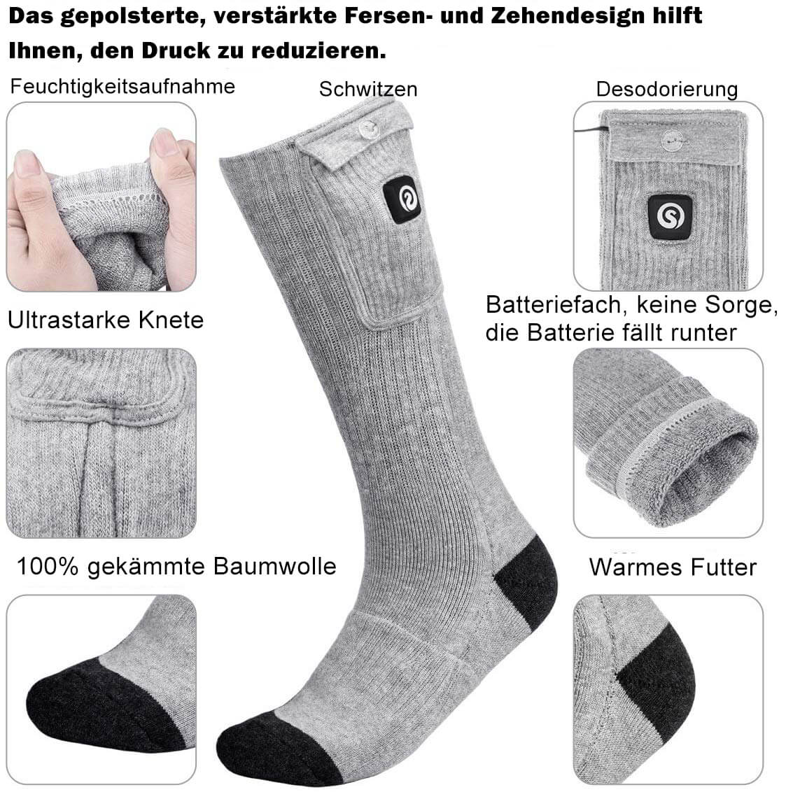 Beheizbare Socken mit Akku - 6 Stunden Heizzeit für kalte Füße 5