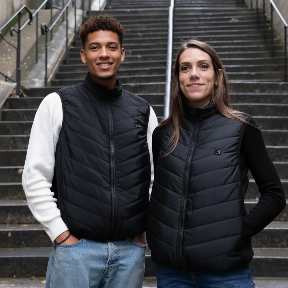Beheizbare Weste Unisex mit 9 Heizzonen und 3 Temperaturstufen – Heizweste für Damen und Herren, Ideal für Outdoor und Sport 1