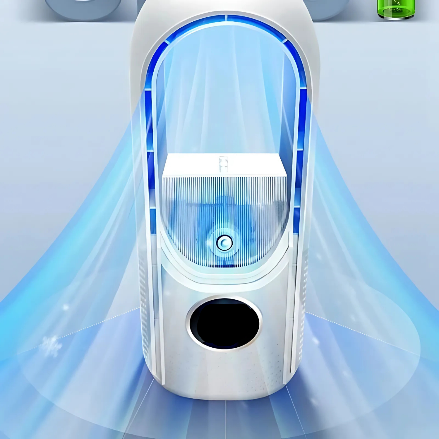 Bladeless USB-Luftkühler mit 6 Geschwindigkeitsstufen, Timer und Luftbefeuchtung – Leise, Mobil und Ideal für Büro und Schlafzimmer 0