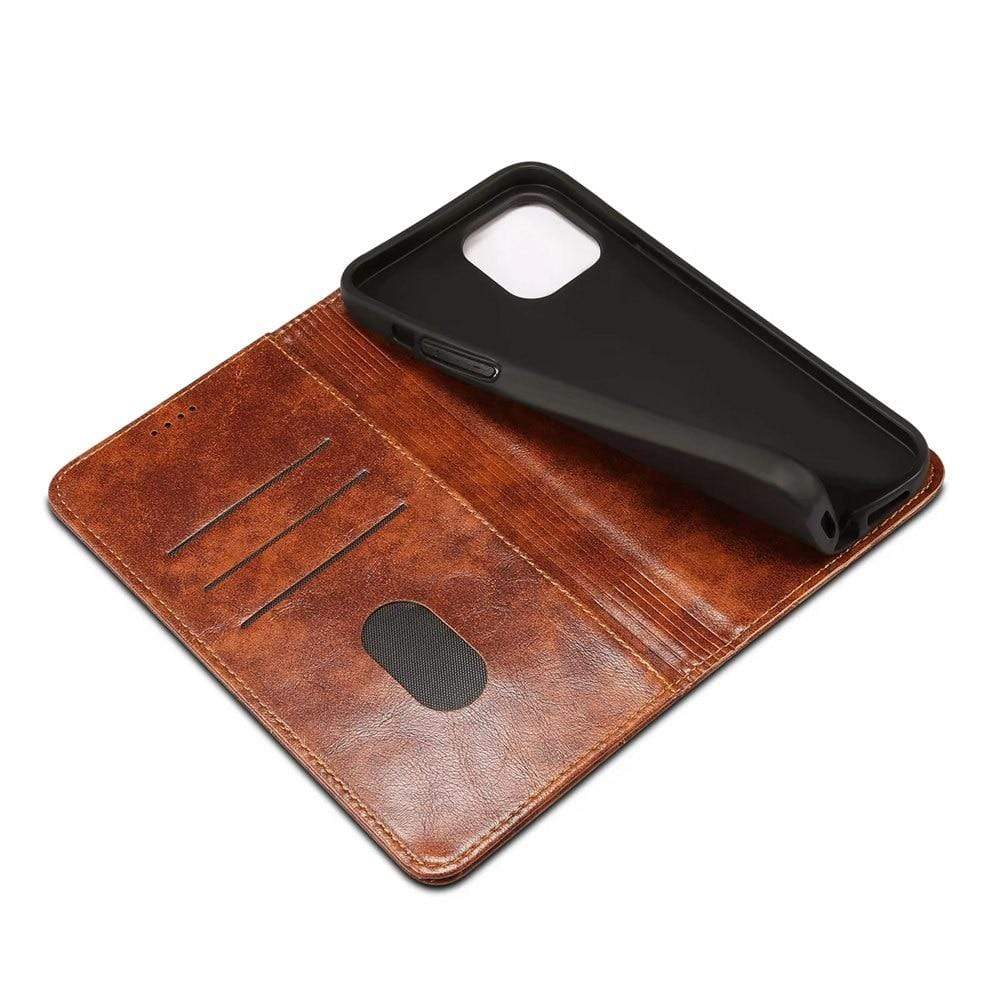 Echte Leder Flip-Wallet-Hülle für iPhone 14 Pro, 14, 13 mit Kartenhalter und Ständer – Schwarz, Blau, Braun, Rot 1
