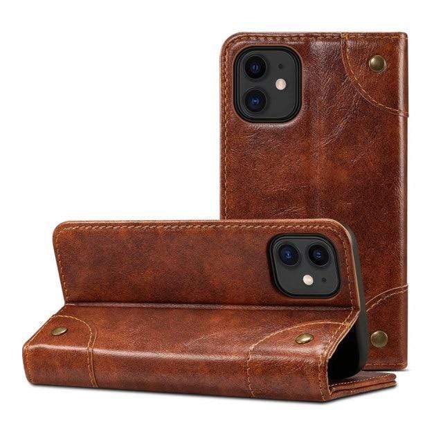 Echte Leder Flip-Wallet-Hülle für iPhone 14 Pro, 14, 13 mit Kartenhalter und Ständer – Schwarz, Blau, Braun, Rot 10