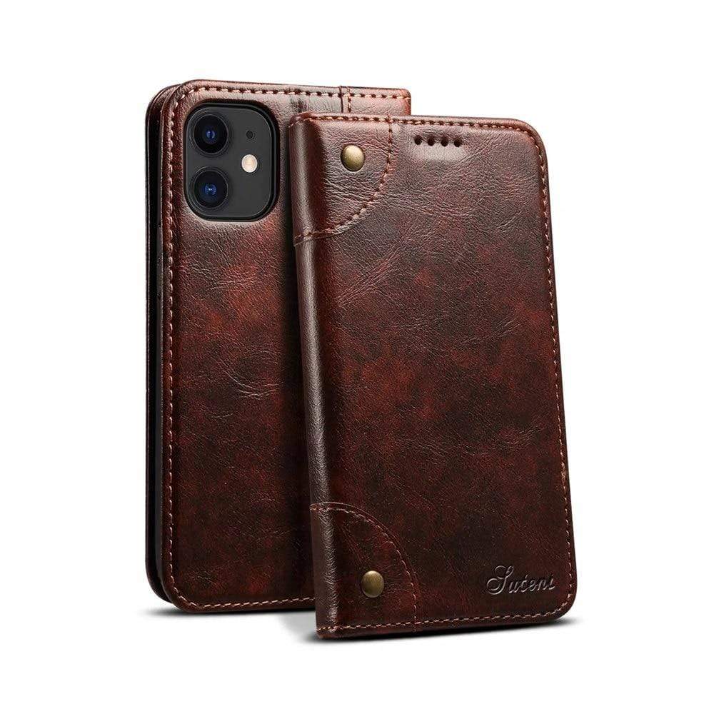 Echte Leder Flip-Wallet-Hülle für iPhone 14 Pro, 14, 13 mit Kartenhalter und Ständer – Schwarz, Blau, Braun, Rot 8