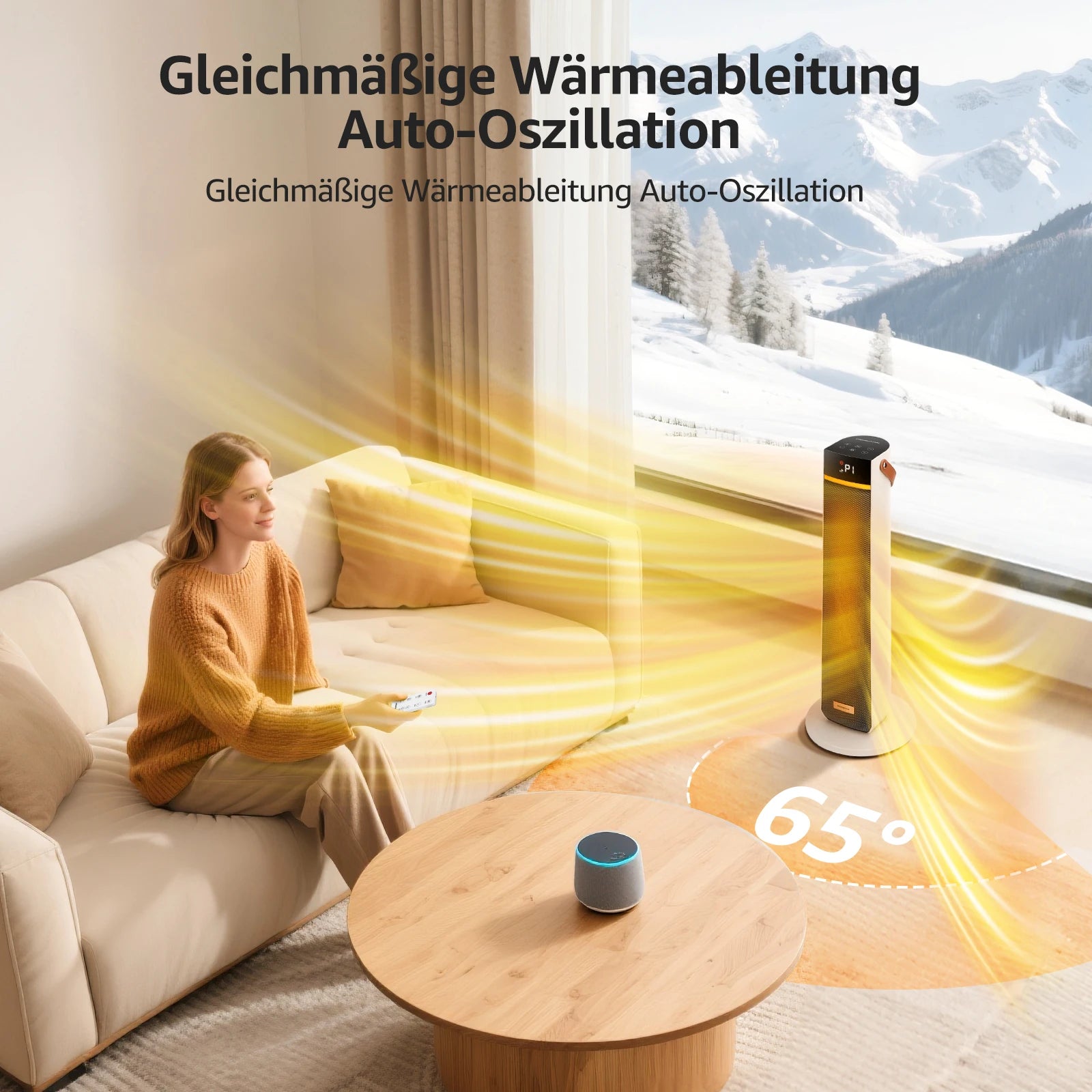 Energiesparender Heizlüfter mit PTC-Keramik-Technologie, 2000 W, 24-Stunden-Timer, Ideal für Bad und Wohnräume 1