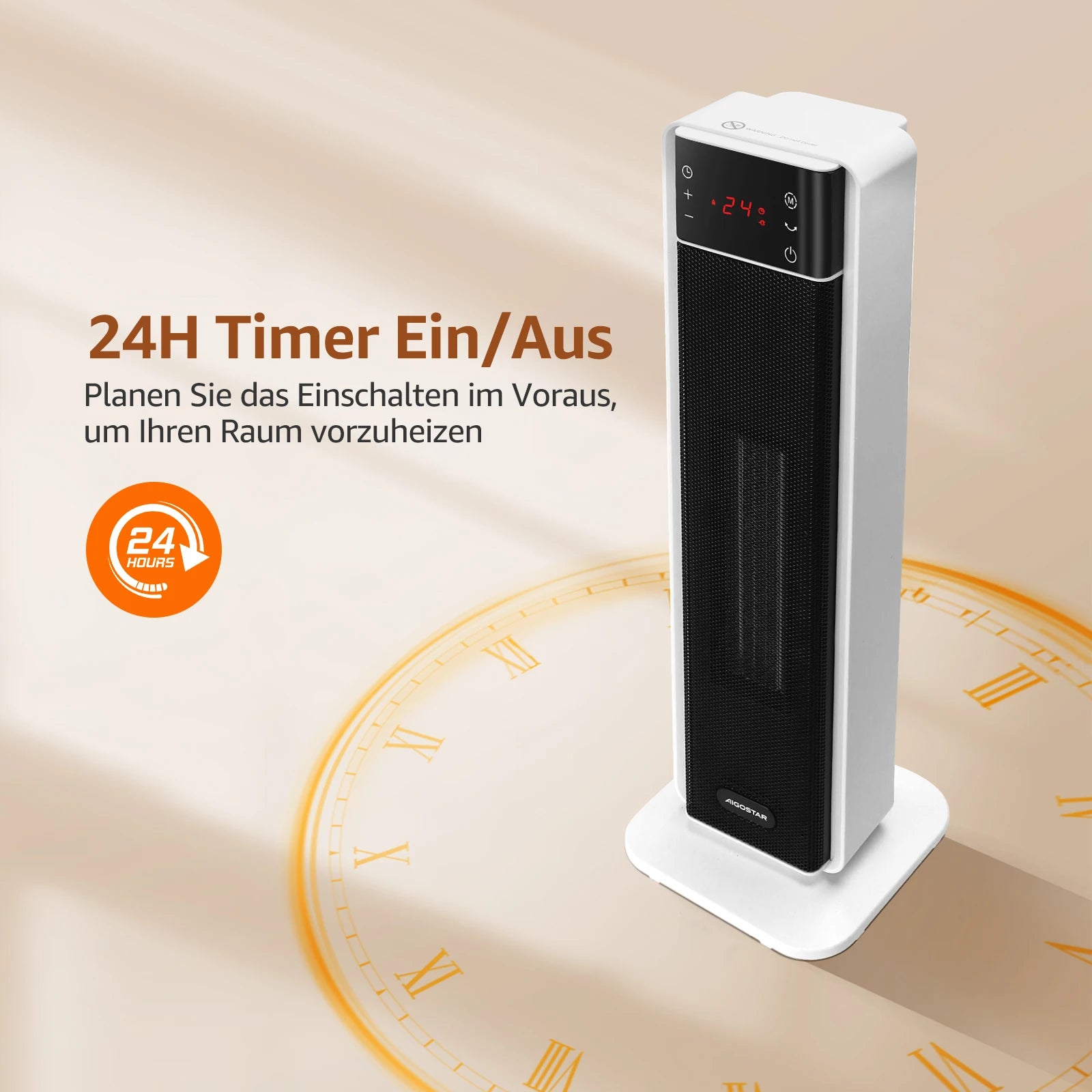 Energiesparender Heizlüfter mit Thermostat und Fernbedienung – 2000 W PTC-Keramik Heizlüfter für Bad und Wohnräume mit 70° Oszillation 5