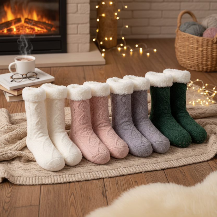 Flauschige Haussocken Herren mit Rutschfester Sohle für Komfort 6