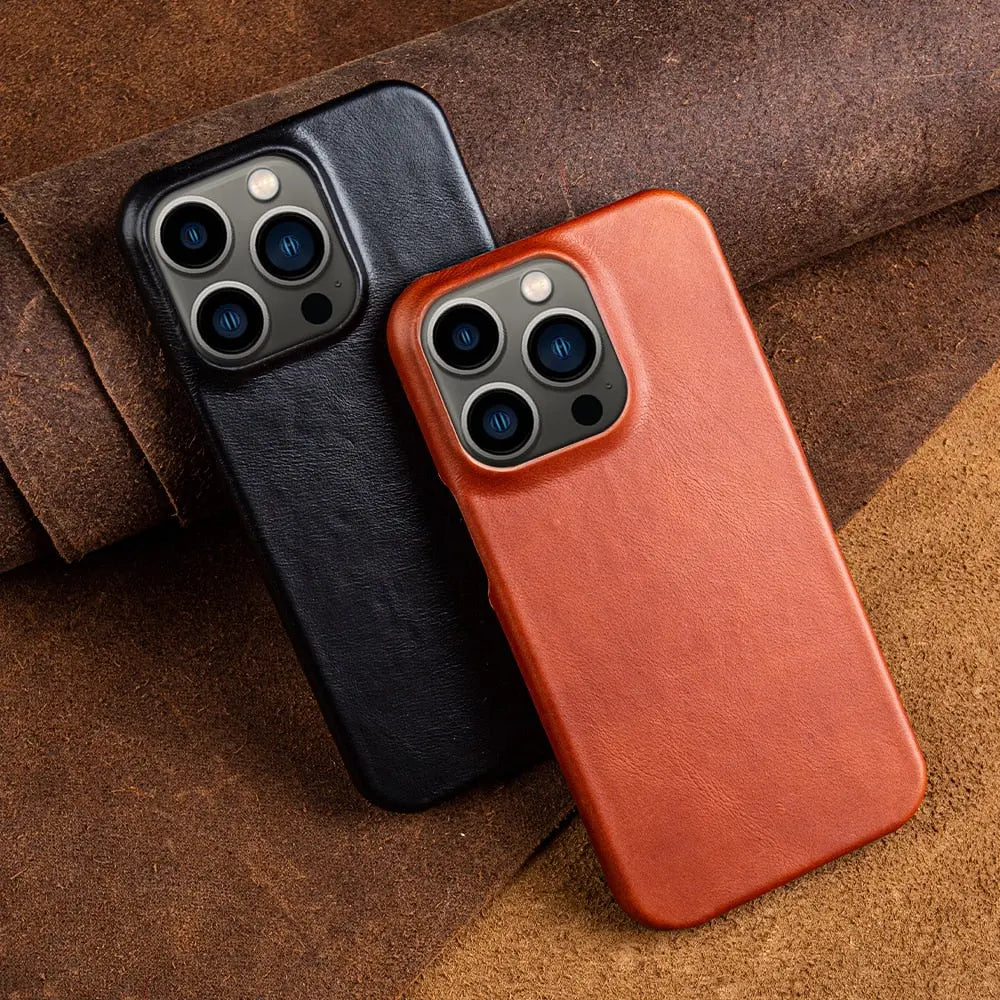Handgefertigte iPhone Hülle aus echtem Rindsleder – Elegantes Design für iPhone 14 Pro, 14 Pro Max, 14 und 13 – Optimaler Schutz und Schlankes Design 1