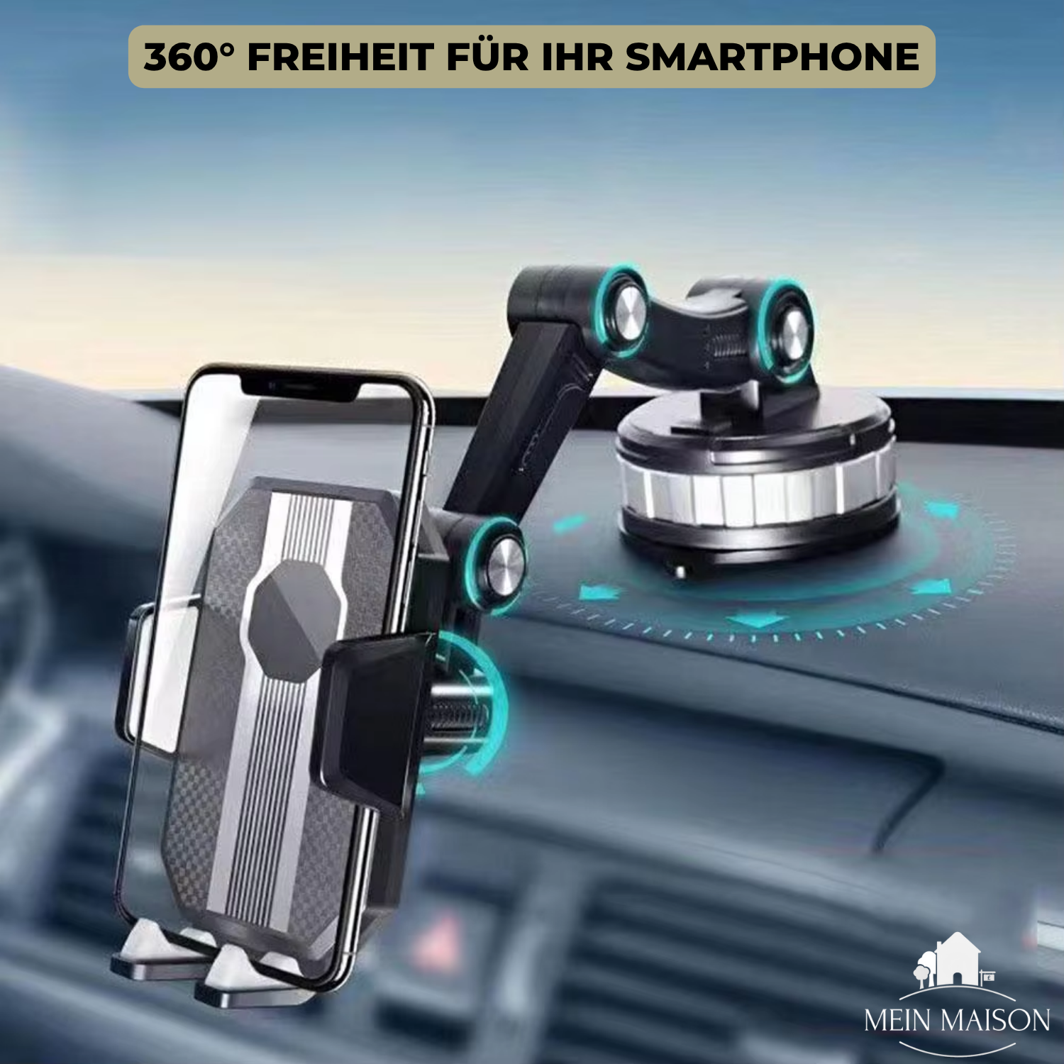 Handyhalterung fürs Auto mit Starker Saugnapf-Haftung und 360° Rotation – Einhandbedienung für Smartphones von 5-9 cm Breite 5