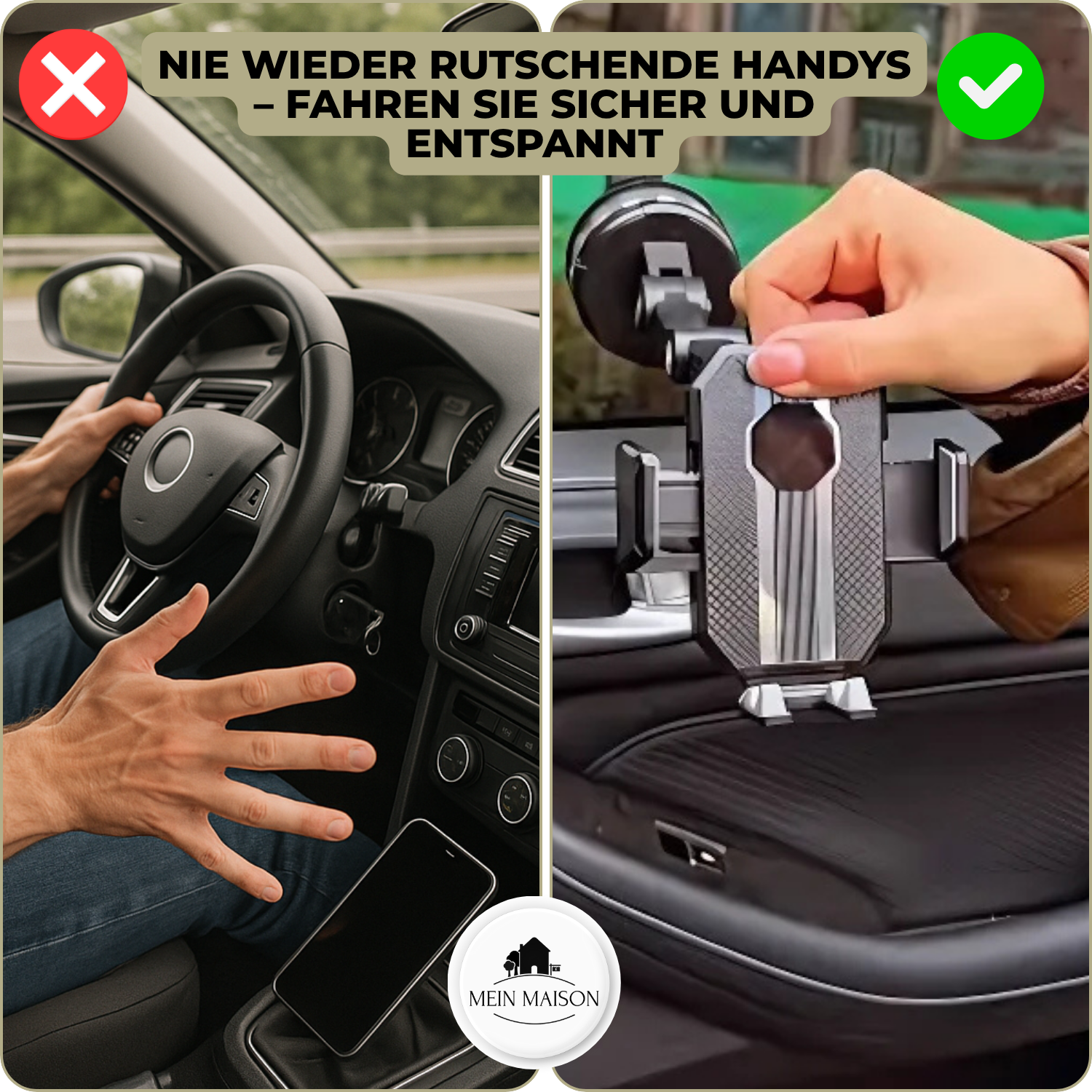 Handyhalterung fürs Auto mit Starker Saugnapf-Haftung und 360° Rotation – Einhandbedienung für Smartphones von 5-9 cm Breite 6
