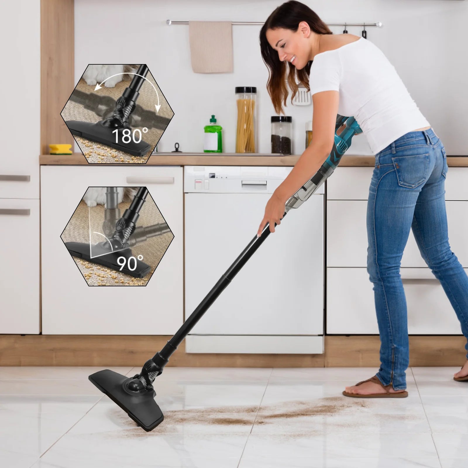 Kabelloser Handstaubsauger mit 10 kPa Saugkraft – Akku Staubsauger für Zuhause und Auto, Ergonomisches Design, 750 ml Staubbehälter 1