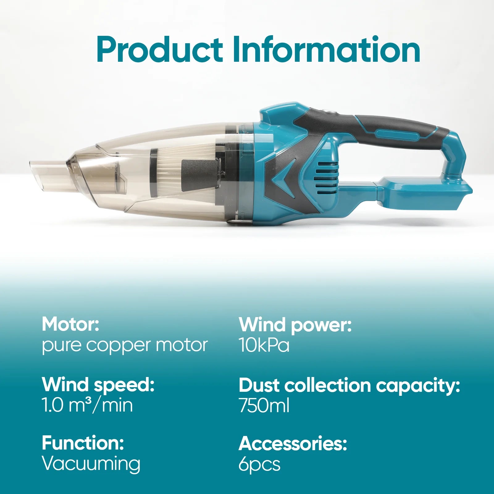 Kabelloser Handstaubsauger mit 10 kPa Saugkraft – Akku Staubsauger für Zuhause und Auto, Ergonomisches Design, 750 ml Staubbehälter 2