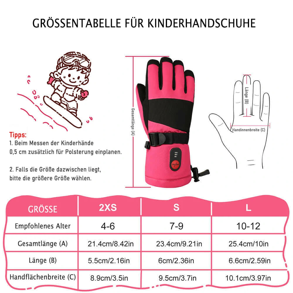 Kinder Heizhandschuhe mit Vollhandheizung – 8 Stunden Wärme, Wasserdicht, 3 Heizstufen für Winteraktivitäten 2