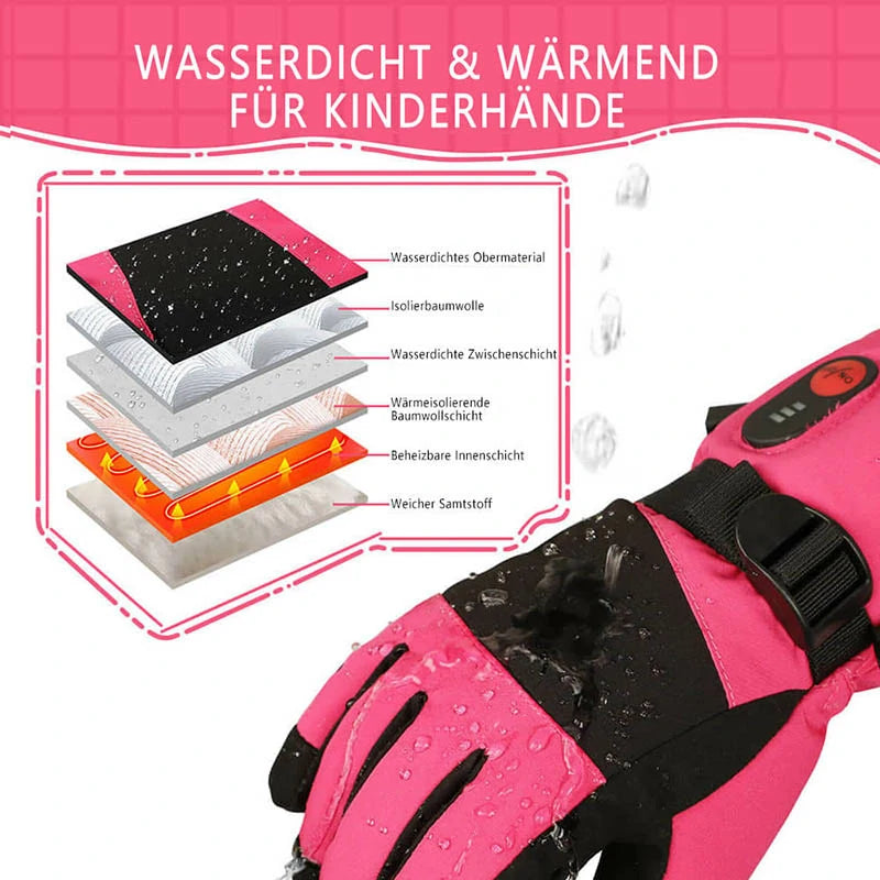 Kinder Heizhandschuhe mit Vollhandheizung – 8 Stunden Wärme, Wasserdicht, 3 Heizstufen für Winteraktivitäten 4