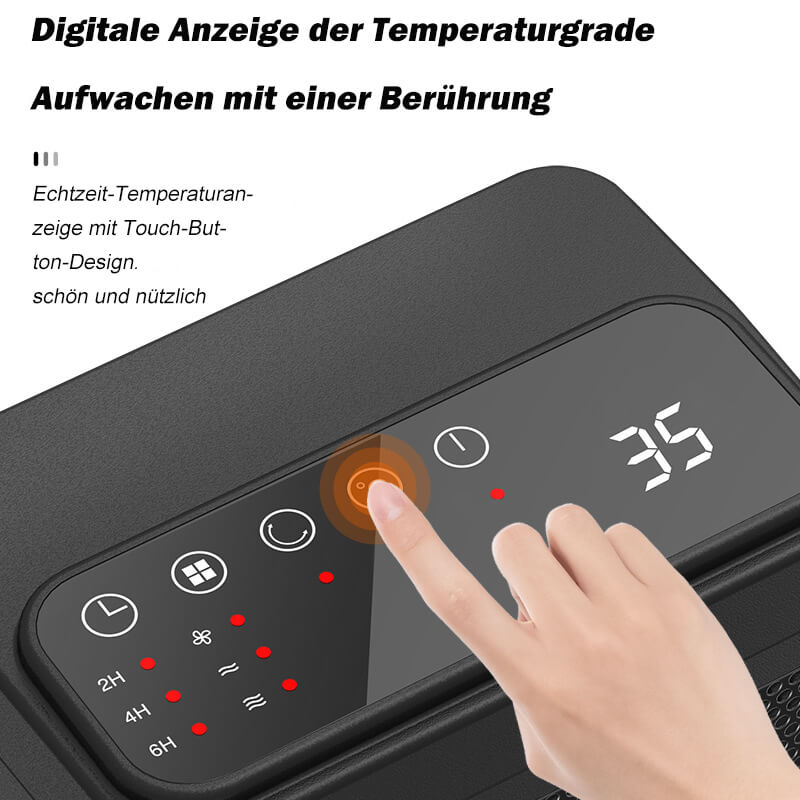 Kompakte Elektroheizung mit Fernbedienung und Digitaler Temperaturanzeige – 3 Heizstufen und Sicherheitsfunktionen 1