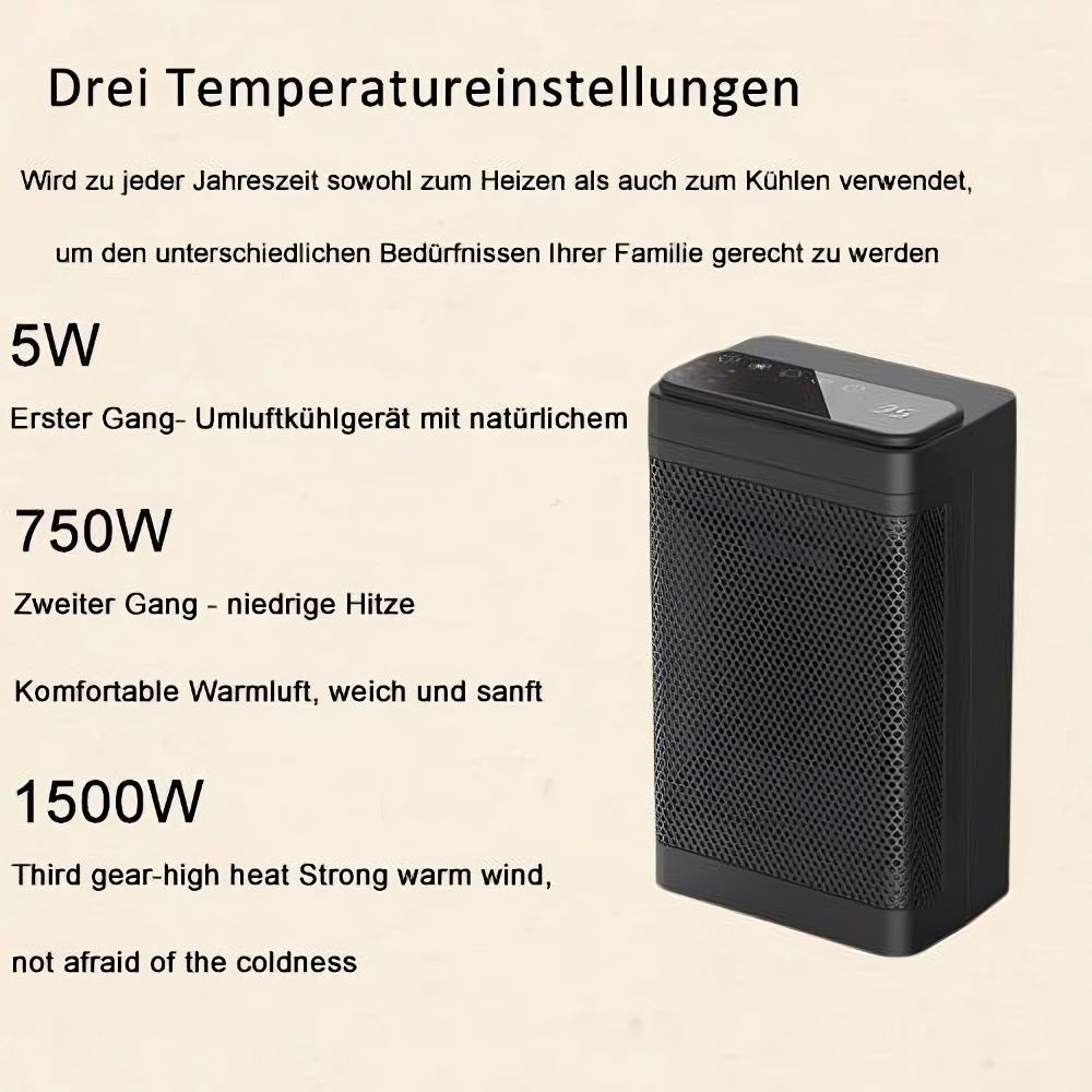Kompakte Elektroheizung mit Fernbedienung und Digitaler Temperaturanzeige – 3 Heizstufen und Sicherheitsfunktionen 4