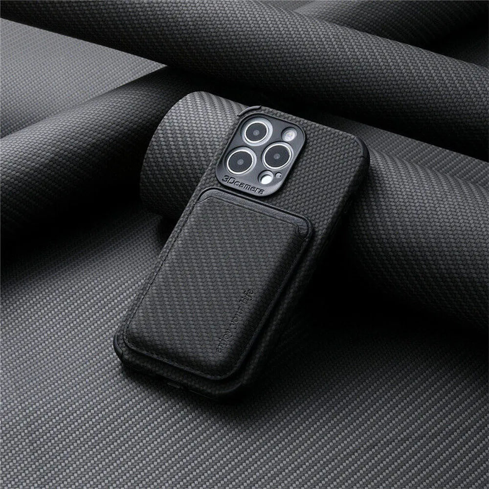 MagSafe iPhone Hülle mit Wallet aus Carbonfaser für iPhone 13, 14 Pro, 14 – Schlankes Design, Optimaler Schutz, Integriertes Kartenfach 0