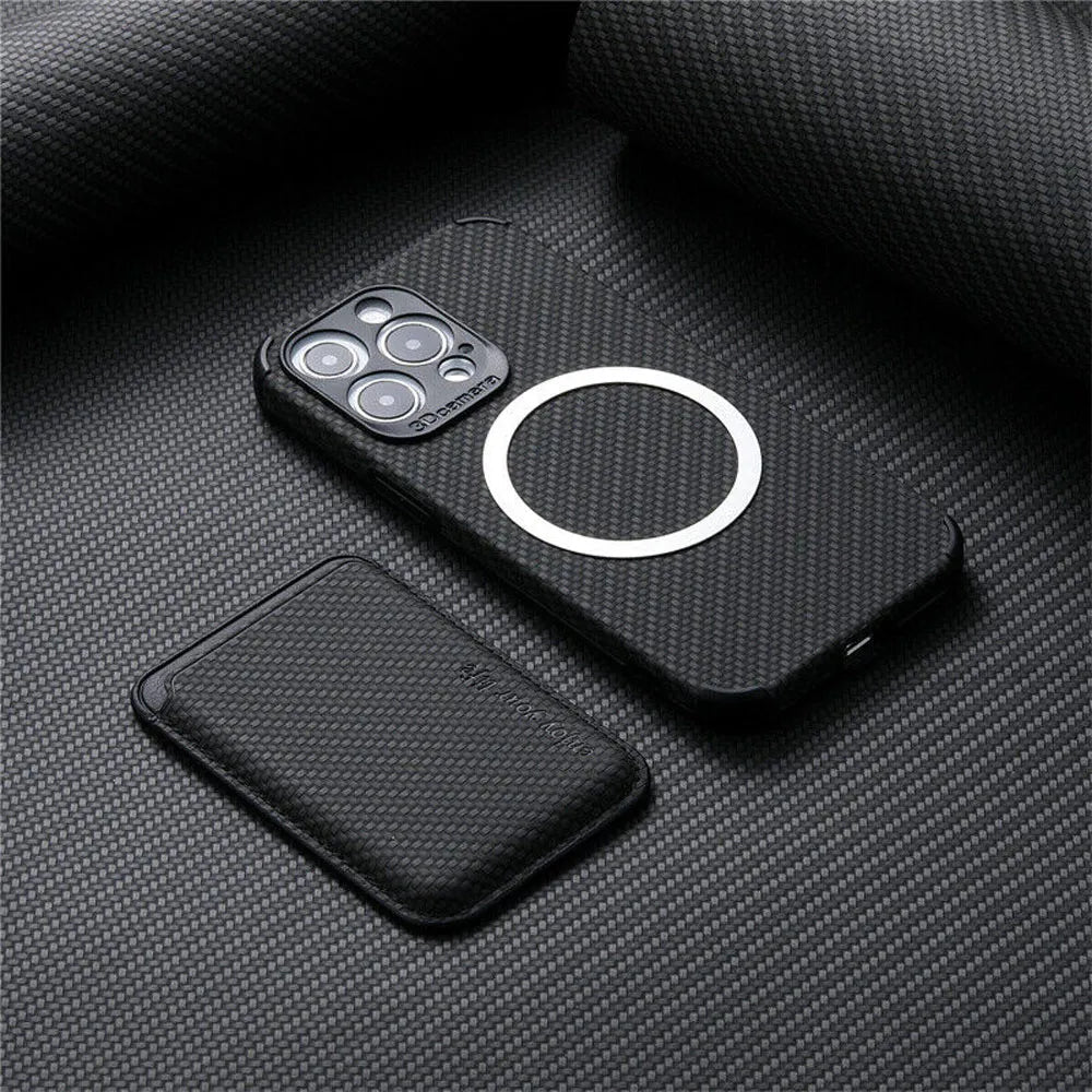 MagSafe iPhone Hülle mit Wallet aus Carbonfaser für iPhone 13, 14 Pro, 14 – Schlankes Design, Optimaler Schutz, Integriertes Kartenfach 2