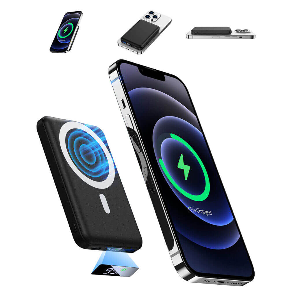 Magnetische Powerbank für iPhone mit 10000 mAh – Tragbare Magsafe Powerbank für Unterwegs, Leicht und Kompakt 1