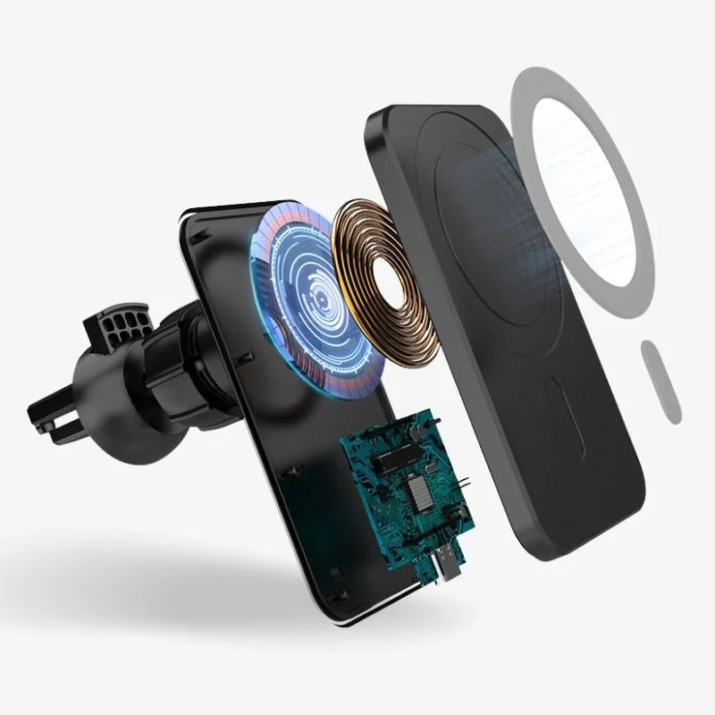 Magnetisches Kabelloses Autoladegerät mit Schnellem Aufladen und Einstellbarem Betrachtungswinkel für Smartphones 3