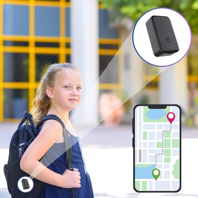 Mini GPS Tracker für Kinder – Echtzeit-Tracking ohne Abonnement, Kompakt und Diskret, Virtueller Zaun, Fernabhören, Schwarz 0