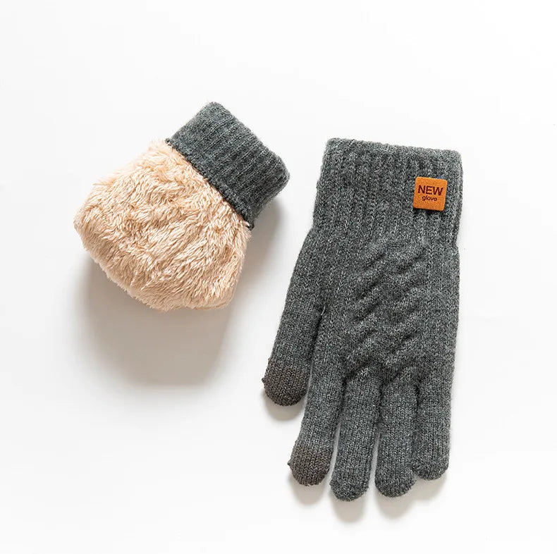 Warme Fleece-Handschuhe Damen und Herren mit Zopfmuster – Touchscreen-fähig für den Winter 6